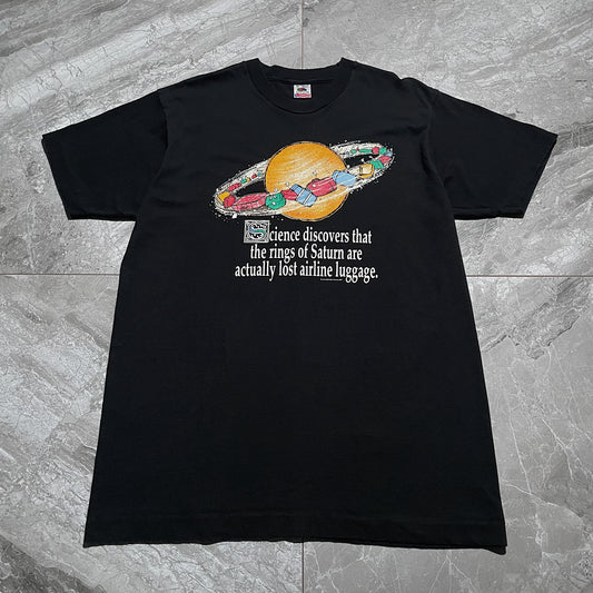 90s  ロスバケでこのサークルモチーフのデザイン良すぎんだろ、、(紛失荷物)  “ フルーツ一枚タグのシングル×シングルでＸＬサイズというのもだいぶ偉いす。(^_^;)”