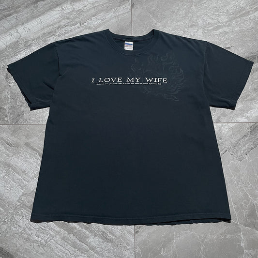 00s~  嫁大好きＴシャツ  “良フェード×ギルダン２枚ツルタグ×ＸＬサイズ(プリントの抜染まで抜かりないのほんまに草)”