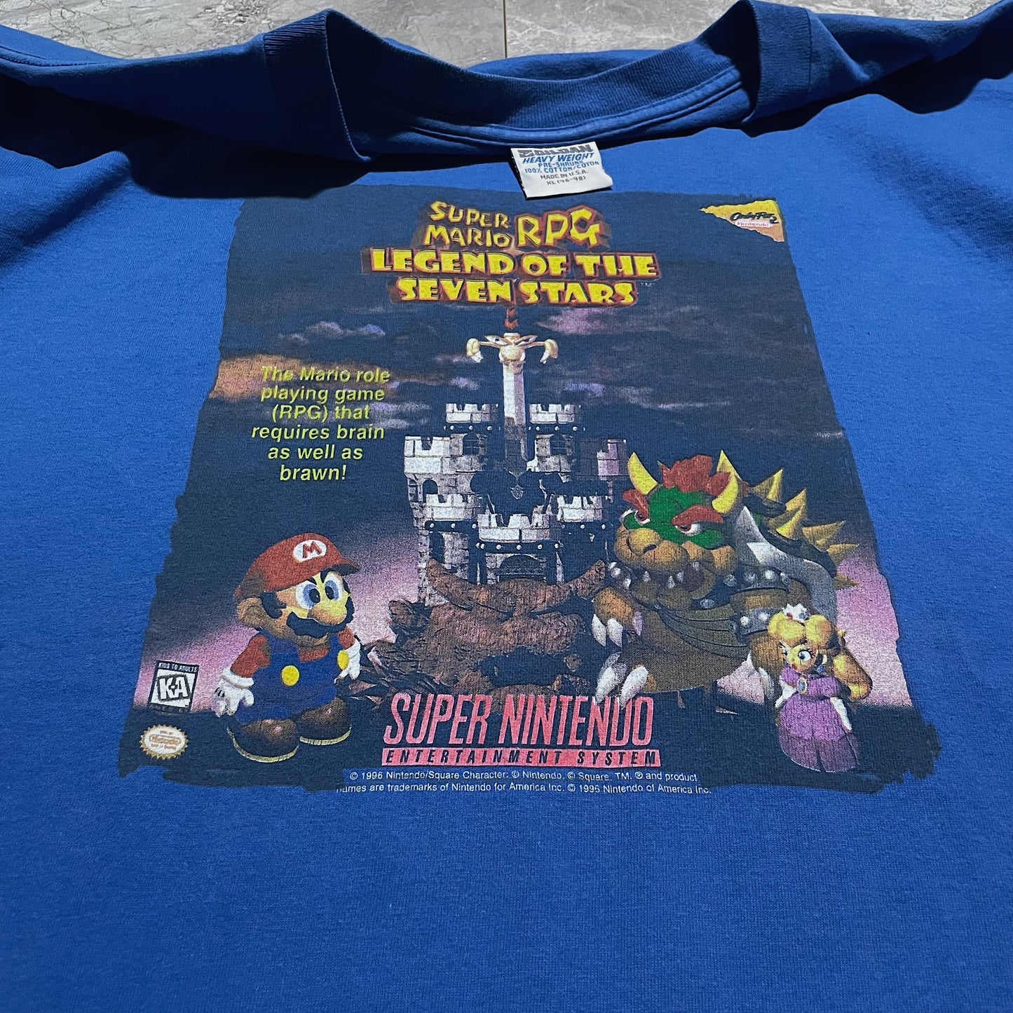90s  スーパーマリオRPG  “オフィシャルプロモのギルダン刺繍タグＸＬ(フロントパターンは世界でもこの個体しか私は確認できておりません。＼(^o^)／ｵﾜﾀ)”